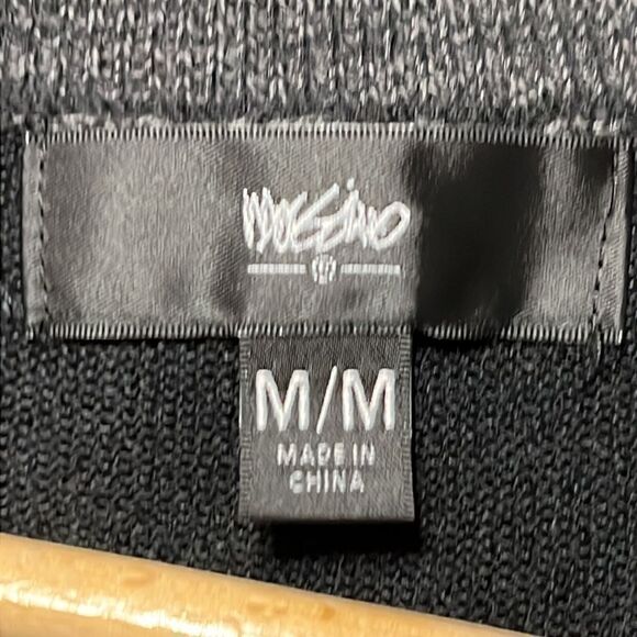 Mossimo Sweater Woman's Medium Black Gray Stripes 3/4 Sleeve Knit Pullover - Picture 7 of 8